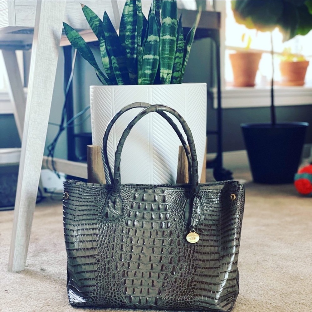 Brahmin Crocodile large tote bag